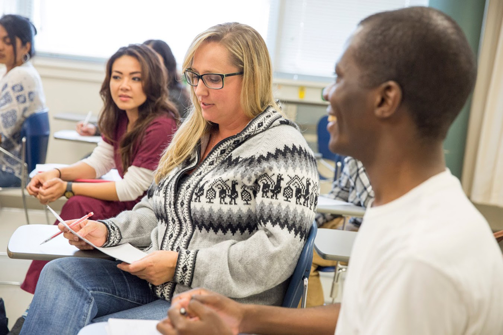 Master students in classroom