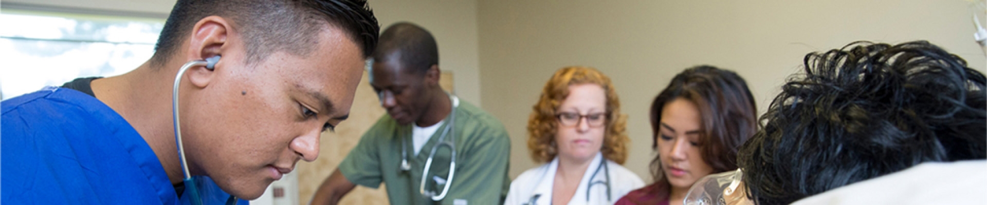 A group of nursing student in OB simulation