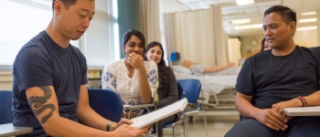 Students having discussion in a classroom